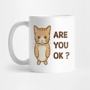 Meme illustration of a little orange cat with a sad face Mug